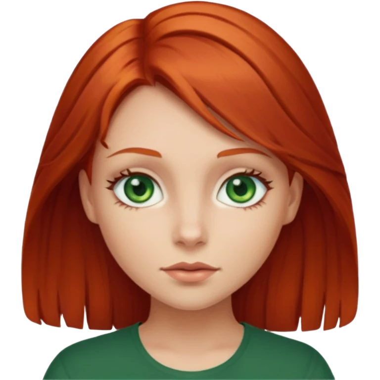 Girl with medium length red hair and green eyes emoji