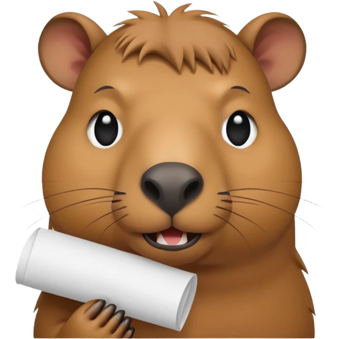 emoji of capibara chewing white paper emoji
