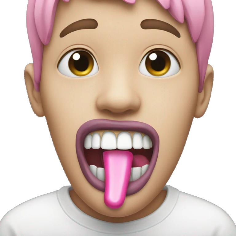 a pink bone in mouth emoji
