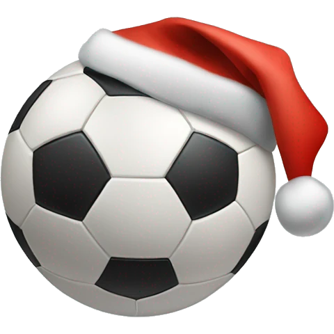Soccer ball with a Santa hat emoji