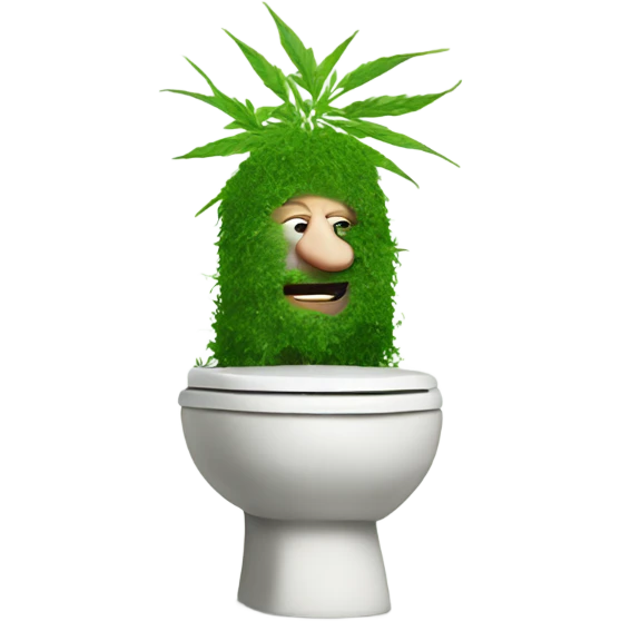 Weed toilet with bald man inside emoji