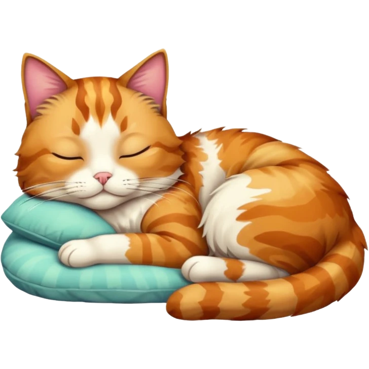 full body colourful light patched calico tabby cat sleeping emoji