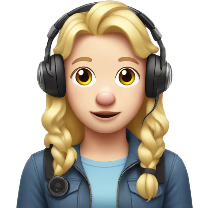 Pig with a gaming headset on and blonde hair  emoji