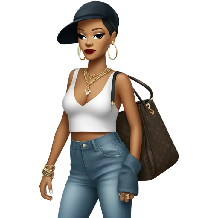 Rihanna with bag emoji