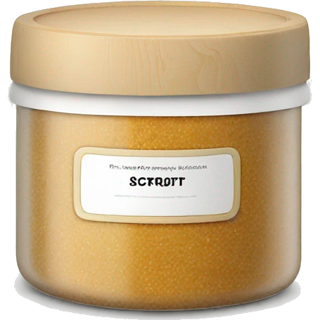 body scrub pot with label emoji