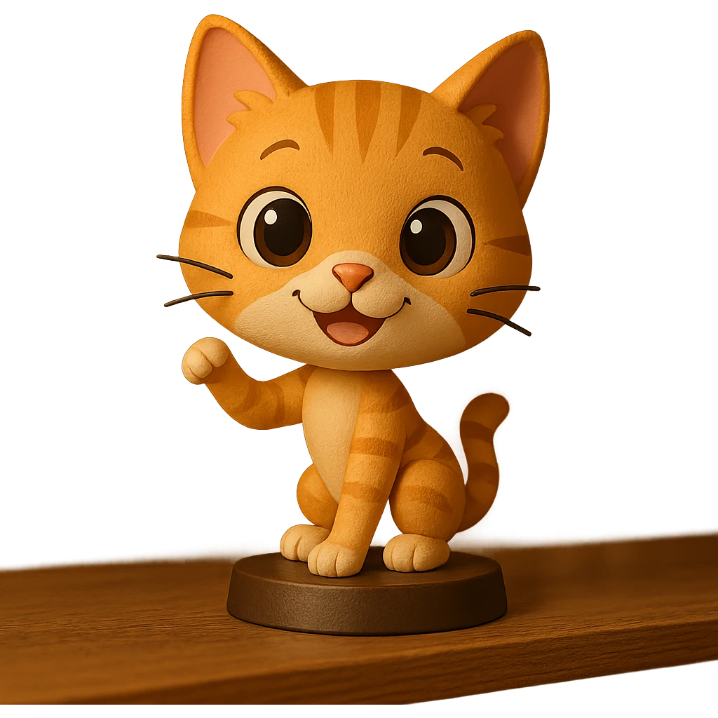 cute cat character, big head, playful pose emoji