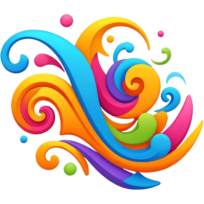 abstract randomness with colorful swirls and shapes emoji