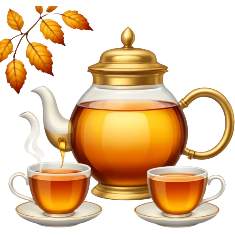 Gold samovar and autumn and a cup emoji