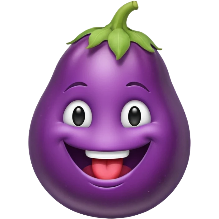 Smiley emoji eating eggplant  emoji