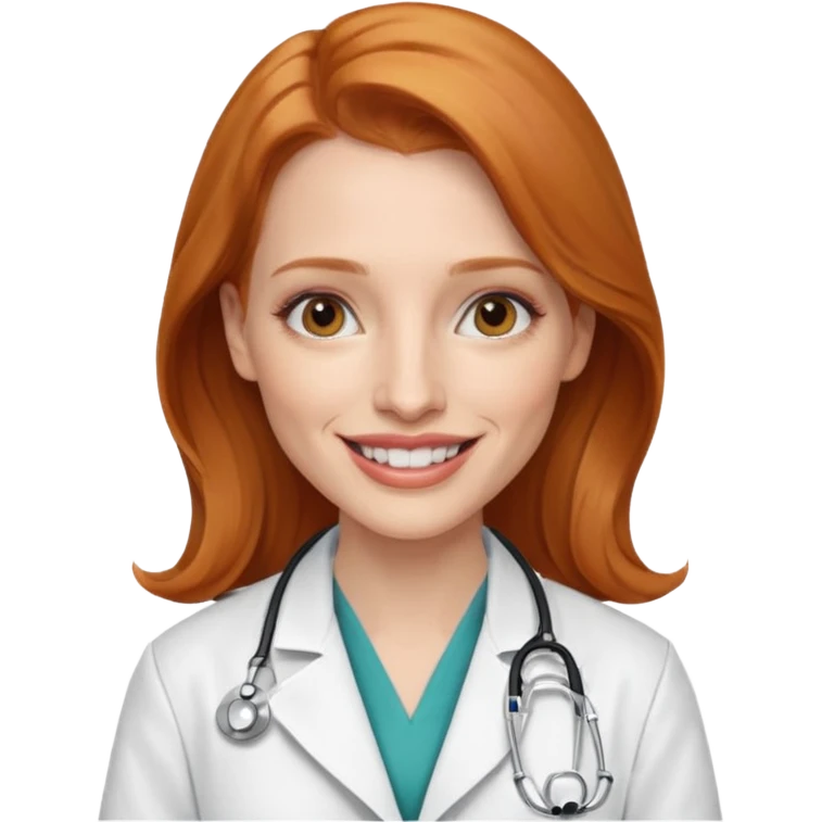 Jessica Chastain, as a dcotor emoji