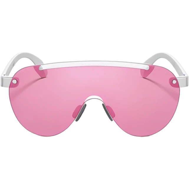 ultra minimalist frameless pink tinted shield visor sunglasses, simple clean lines emoji