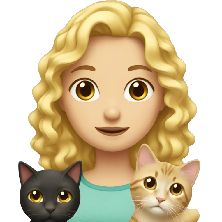 blonde wavy haired girl with a cat in front  emoji