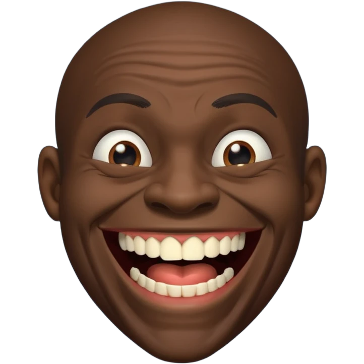 A black habshi man with ugly teeth laughing emoji