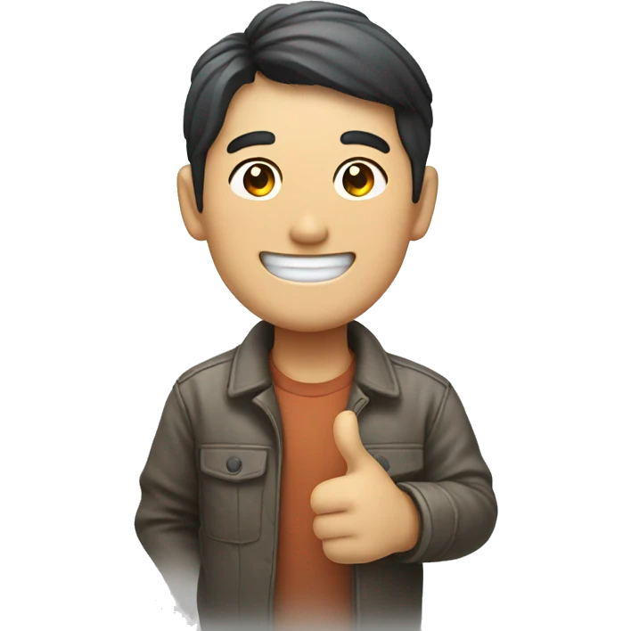Smiling Korean Man shows thumbs up emoji