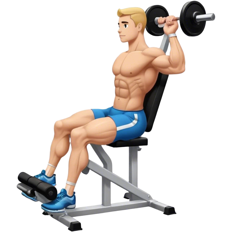 side-view bodybuilder seated weighted calf-raise machine lower leg exercise emoji