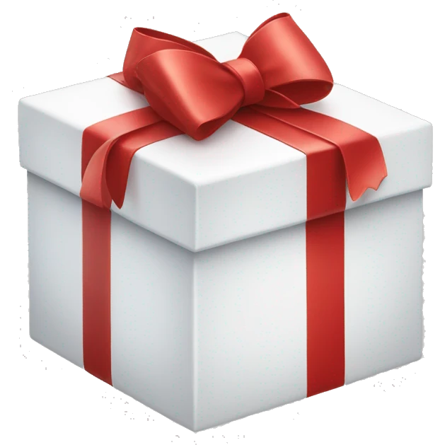 White box with red bow emoji