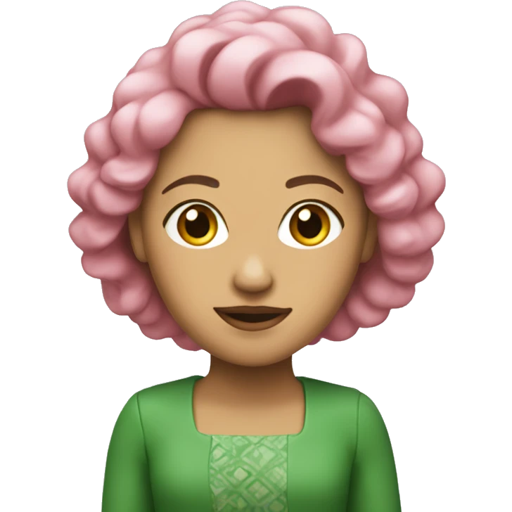 Mujer blanca, pelo rosa y verde emoji