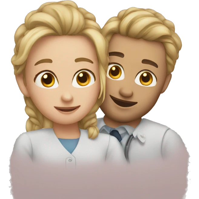 two coworkers in love emoji
