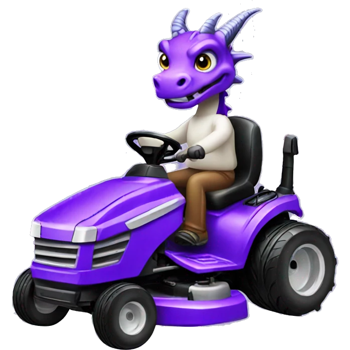 Purple dragon riding lawn mower  emoji