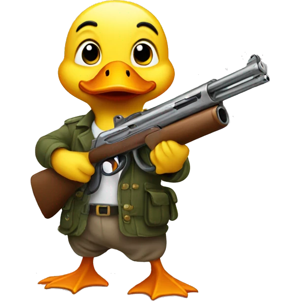 Cute duck with a gun emoji