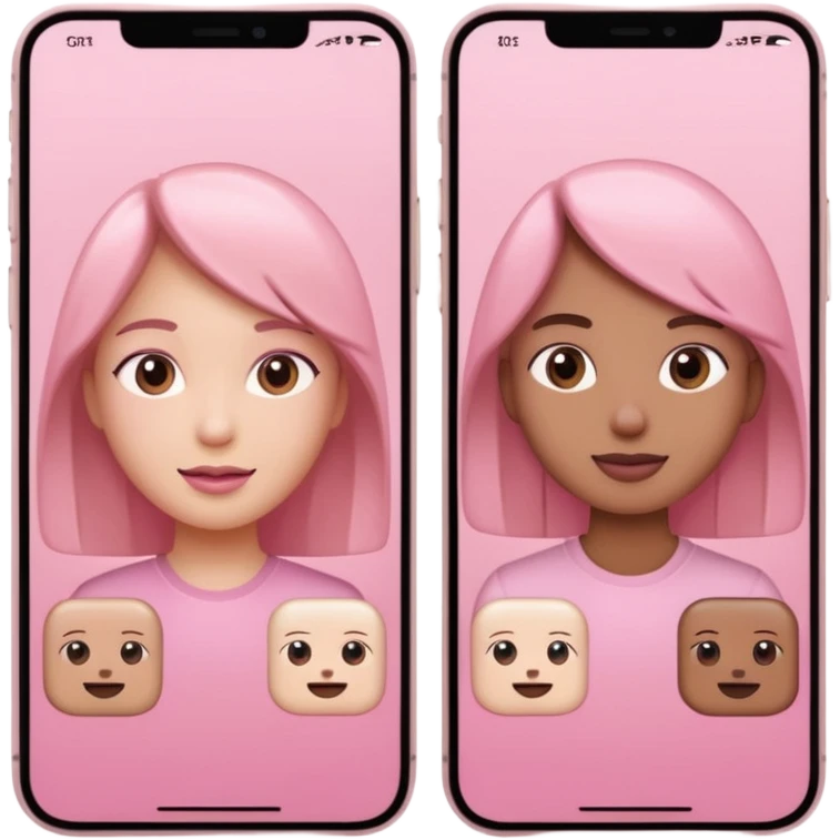 pink video call between 2 people on different phone emoji