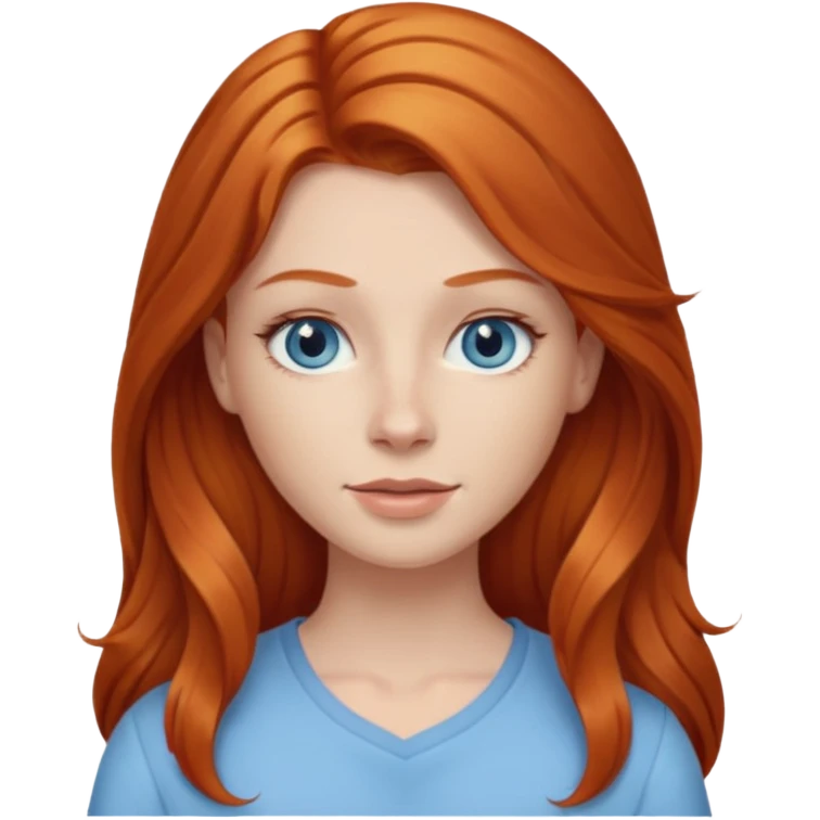 Ginger head woman with long hair and lightblue eyes emoji