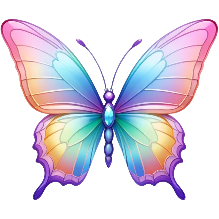 Pastel rainbow-gradient iridescent crystal butterfly emoji