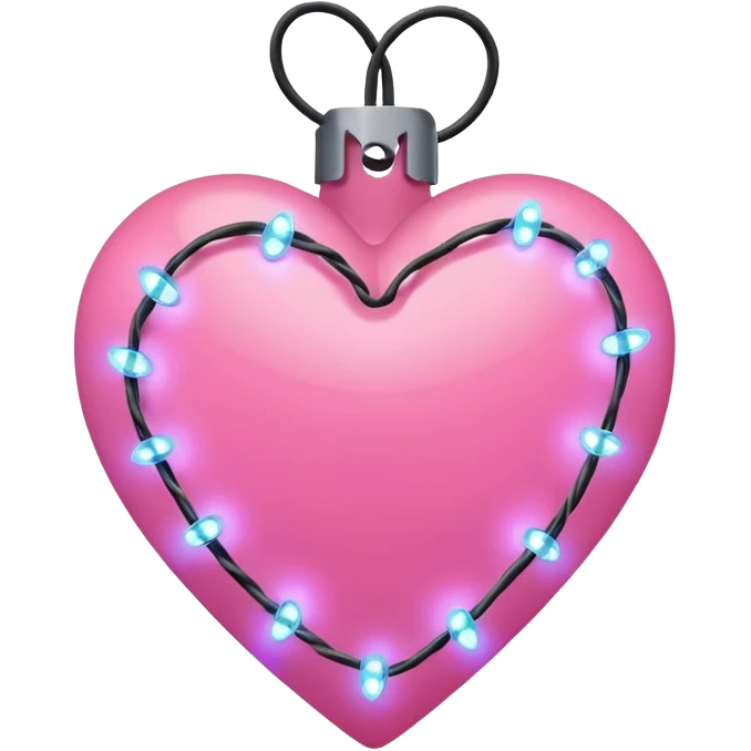 Pink heart wrapped in Christmas lights  emoji
