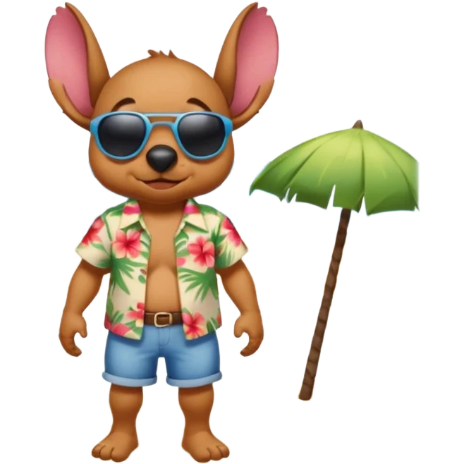 Stitch walking on the beach emoji