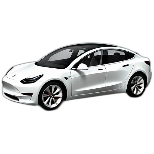 white tesla model 3 car sideways emoji