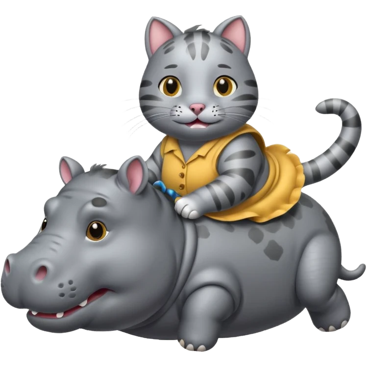 cat on hippo emoji