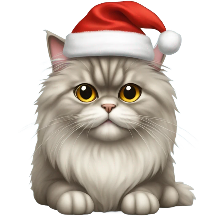 Persian cat with Santa hat emoji