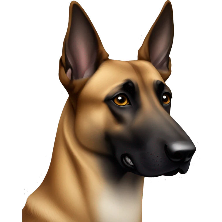 belgian malinois with white patch around right eye and ear emoji