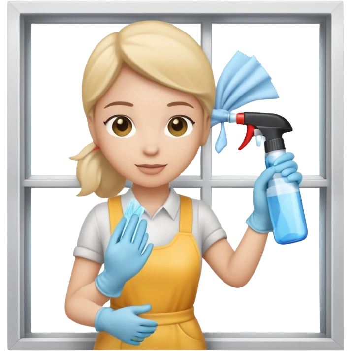 window cleaning with spray bottle and cloth emoji