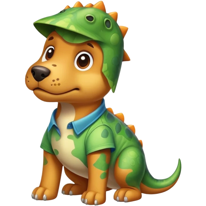 Dog with a dinosaur shirt  emoji