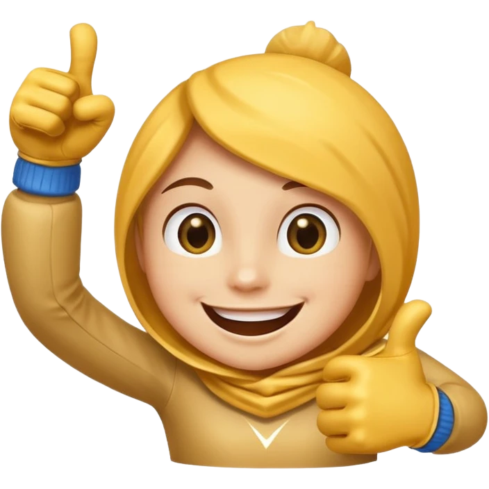 HD a smiling happy dancing star with both gloved hands doing thumbs up and blue background emoji