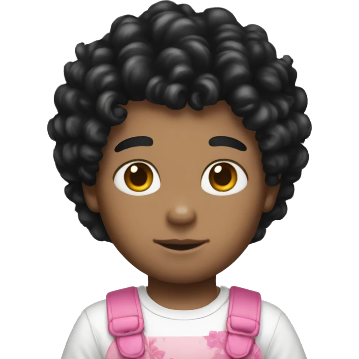Black curly hair boy hello kitty emoji