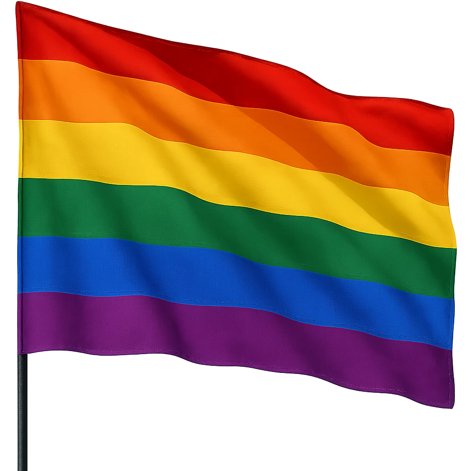 gay pride rainbow flag, waving, vibrant colors, simple style emoji