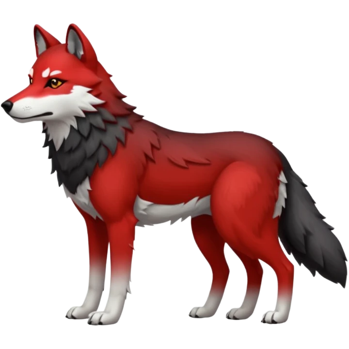 Full body red and black wolf with white accents  emoji