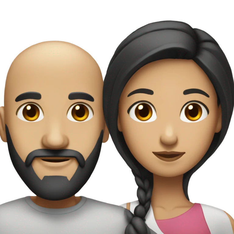 Bald man with black beard and girl long black hair emoji