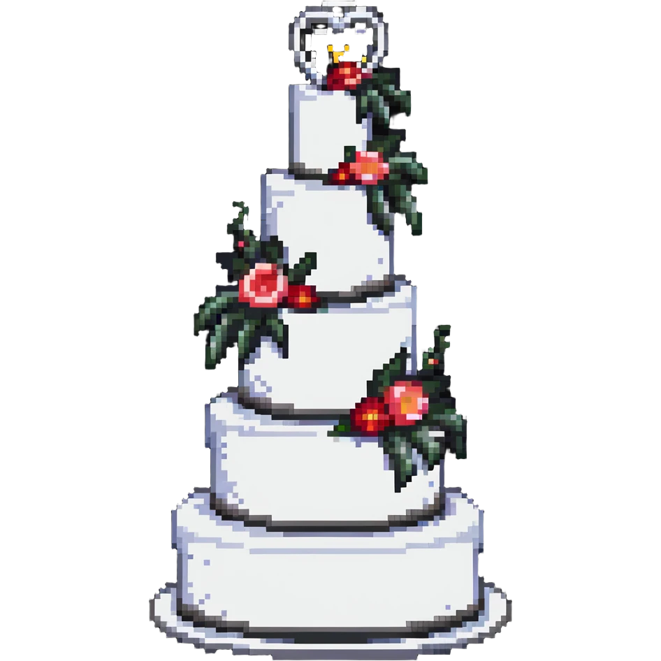 Whole wedding cake with multiple tiers and decorations emoji