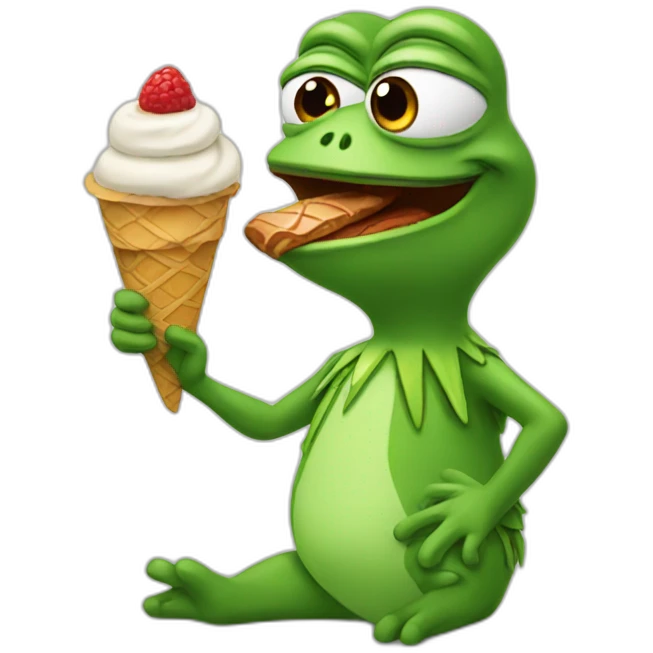 Pepe eating ice cream emoji