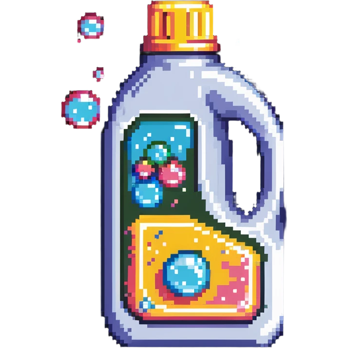 laundry detergent bottle with soap bubbles emoji