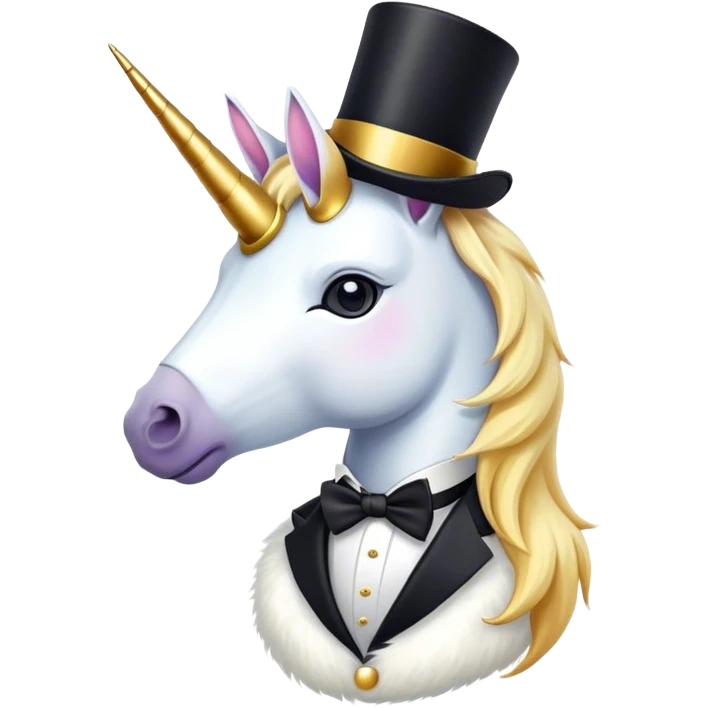 Unicorn with top hat and tuxedo emoji
