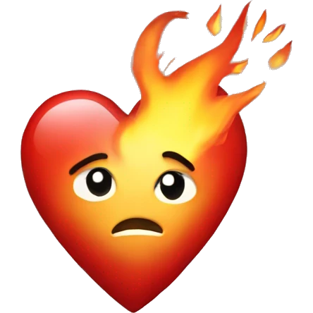 Broken heart with fire emoji