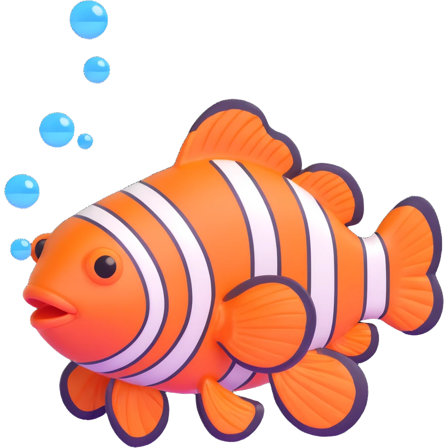cute clownfish blowing bubbles emoji