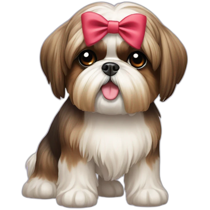 Dog Shih Tzu with a bow on head full-body emoji