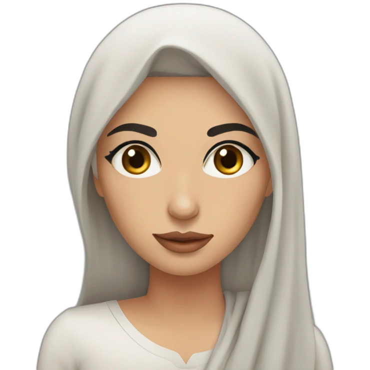 Arabic women with dark brown hair and eyes and long eyelashes and pinky cheeks and lips and thick eyebrows emoji