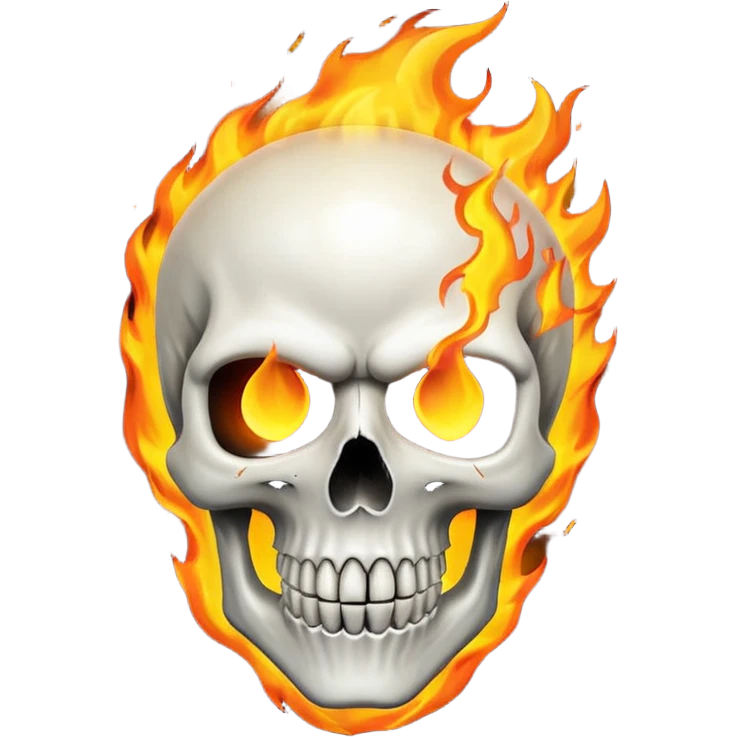 Ghost rider white skull with fire burning emoji