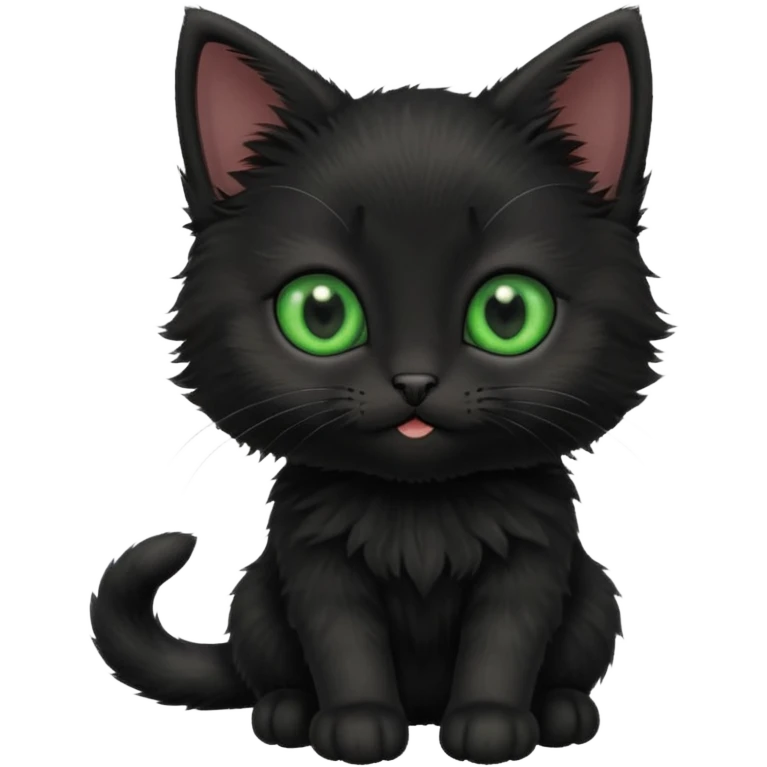 A photo-realistic digital illustration of a cute black kitten emoji